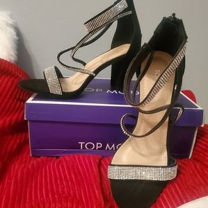 Rhinestone bling black shoes size 8 - perfect for the holidays!